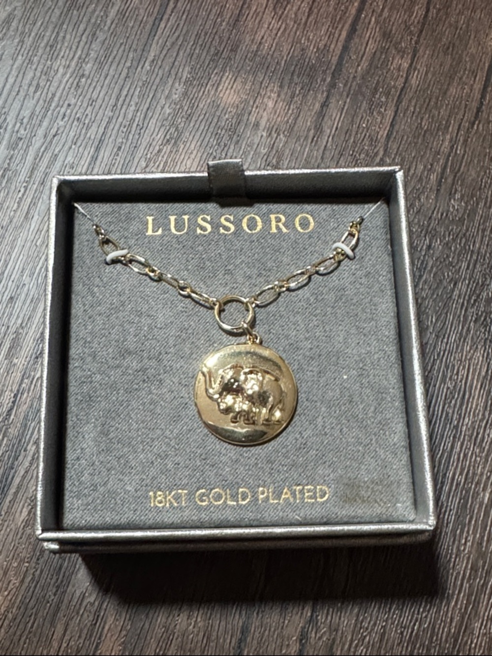 18KT Gold Plated Elephant Coin Necklace - Gold